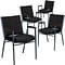 Flash Furniture HERCULES Series Fabric Heavy Duty Stack Chair with Arms, Black Dot, 4 Pack (4XU60154