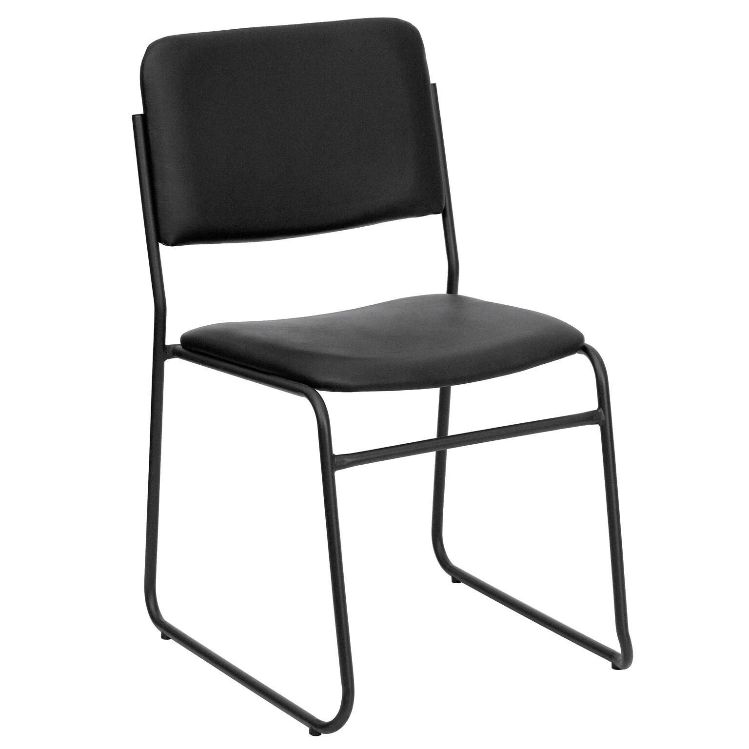 Flash Furniture HERCULES Series Vinyl Stacking Chair with Sled Base, Black (XU8700BLKBVYL30)