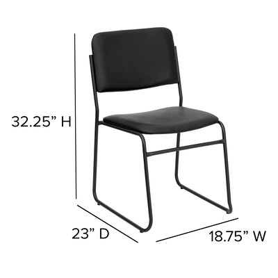 Flash Furniture HERCULES Series Vinyl Stacking Chair with Sled Base, Black (XU8700BLKBVYL30)