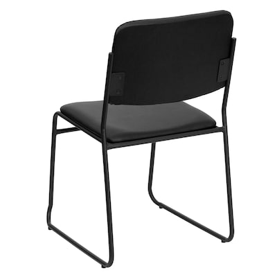 Flash Furniture HERCULES Series Vinyl Stacking Chair with Sled Base, Black (XU8700BLKBVYL30)