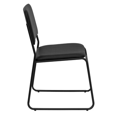 Flash Furniture HERCULES Series Vinyl Stacking Chair with Sled Base, Black (XU8700BLKBVYL30)