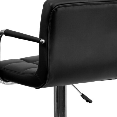 Flash Furniture Contemporary Vinyl Barstool with Back, Adjustable Height, Black (CH102029BK)