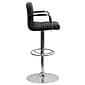 Flash Furniture Contemporary Vinyl Barstool with Back, Adjustable Height, Black (CH102029BK)