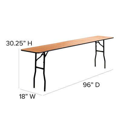 Flash Furniture Gael Training Room Table, 96" x 18", Natural Wood Grain (YTWTFT18X96TBL)
