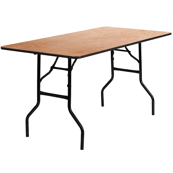 Flash Furniture 30 x 60 Rectangular Wood Folding Banquet Table, Black/Natural