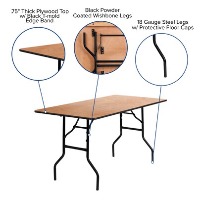 Flash Furniture Gael Folding Table, 60" x 30", Natural (YTWTFT30X60TBL)