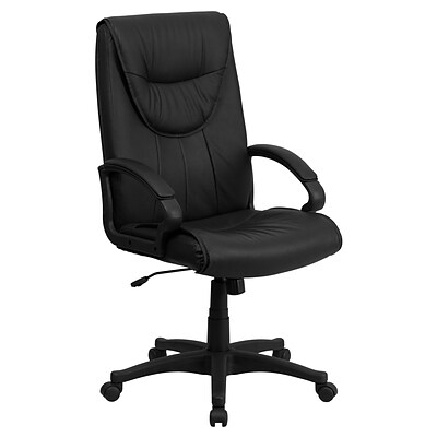 Flash Furniture High Back Leather Executive Swivel Office Chair With Padded Polyurethane Arms, Black