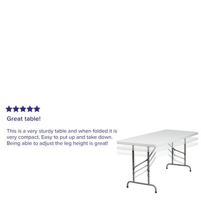 Flash Furniture Kathryn Folding Table, 72" x 30", Granite White (RB3072ADJ)