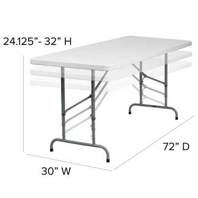 Flash Furniture Kathryn Folding Table, 72" x 30", Granite White (RB3072ADJ)