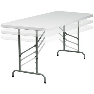 Flash Furniture Kathryn Folding Table, 72" x 30", Granite White (RB3072ADJ)