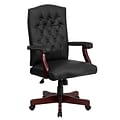 Flash Furniture Swivel Leather Executive Chair, Fixed Arms, Black