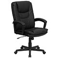 Flash Furniture High Back Leather Executive Swivel Office Chair With Padded Leather Arms, Black