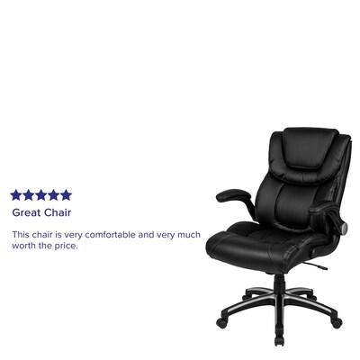 Flash Furniture Hansel LeatherSoft Swivel Executive Office Chair, Black (BT9896H)