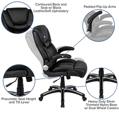 Flash Furniture Hansel LeatherSoft Swivel Executive Office Chair, Black (BT9896H)