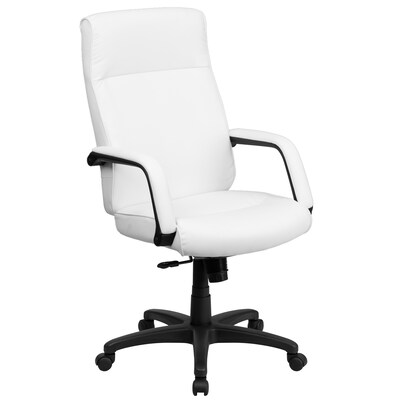 Flash Furniture High Back Leather Executive Office Chairs With Memory Foam Padding (BT90033HWH)