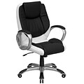 Flash Furniture LeatherSoft Swivel Mid-Back Executive Office Chair, Black/White (CHCX0217M)