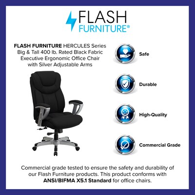 Flash Furniture HERCULES Series Fabric Swivel Big & Tall Executive Office Chair, Black (GO1534BKFAB)