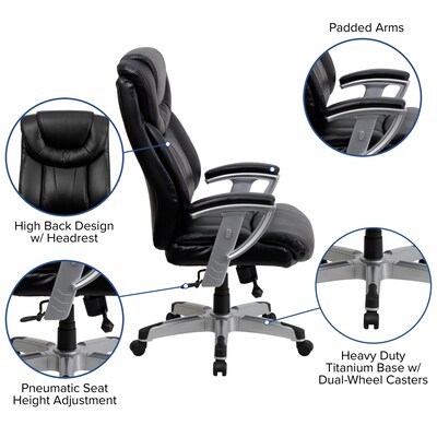 Flash Furniture HERCULES Series LeatherSoft Swivel Big & Tall Executive Office Chair, Black (GO1534BKLEA)