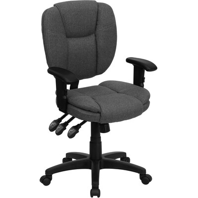 Flash Furniture Caroline Ergonomic Fabric Swivel Mid-Back Multifunction Task Office Chair, Gray (GO930FGYA)