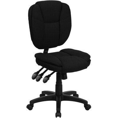 Flash Furniture Caroline Armless Ergonomic Fabric Swivel Mid-Back Multifunction Task Office Chair, Black (GO930FBK)
