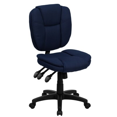 Flash Furniture Caroline Armless Ergonomic Fabric Swivel Mid-Back Multifunction Task Office Chair, Navy Blue (GO930FNVY)