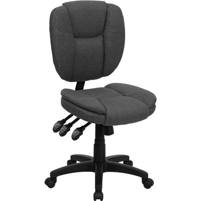 Flash Furniture Caroline Armless Ergonomic Fabric Swivel Mid-Back Multifunction Task Office Chair, Gray (GO930FGY)