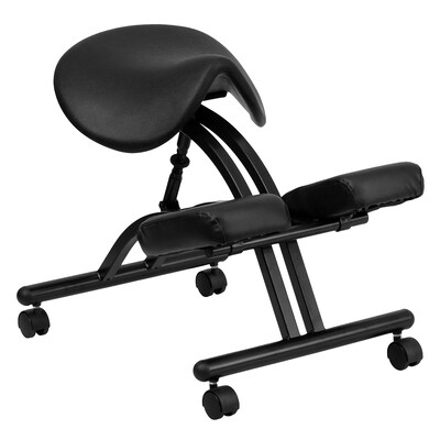 Flash Furniture Tatum Armless Ergonomic Polyurethane Kneeling Office Chair, Black (WL1421)