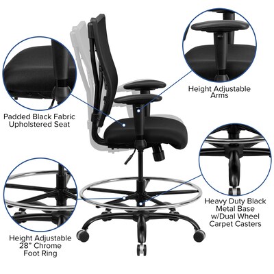 Flash Furniture HERCULES Mesh Back Fabric Drafting Big & Tall Chair, Black (WL-5029SYG-AD-GG)