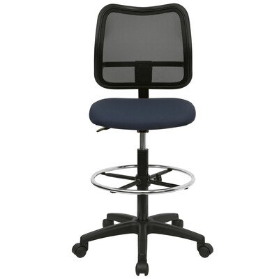Flash Furniture Mid-Back Mesh Drafting Stools With Fabric Seat (WLA277NVYD)