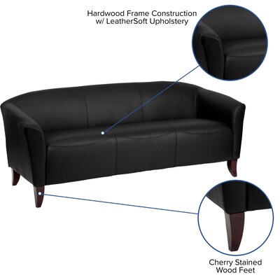 Flash Furniture HERCULES Imperial Series 72.75" LeatherSoft Sofa, Black (1113BK)
