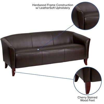 Flash Furniture HERCULES Imperial Series 72.75" LeatherSoft Sofa, Brown (1113BN)