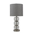 Fangio Lighting Incandescent Smooth, Stacked Glass Table Lamp, 26H, Brushed Steel With Clear Glass (W-5150BS)