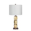 Fangio Lighting Incandescent Stacked, Smooth Table Lamp, 27H, Brushed Steel With Brown Faux Marble (W-6237BRN)