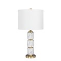 Fangio Lighting Incandescent Stacked, Smooth Table Lamp, 27H, White Faux Marble with Satin Brass (W-6237WHT)