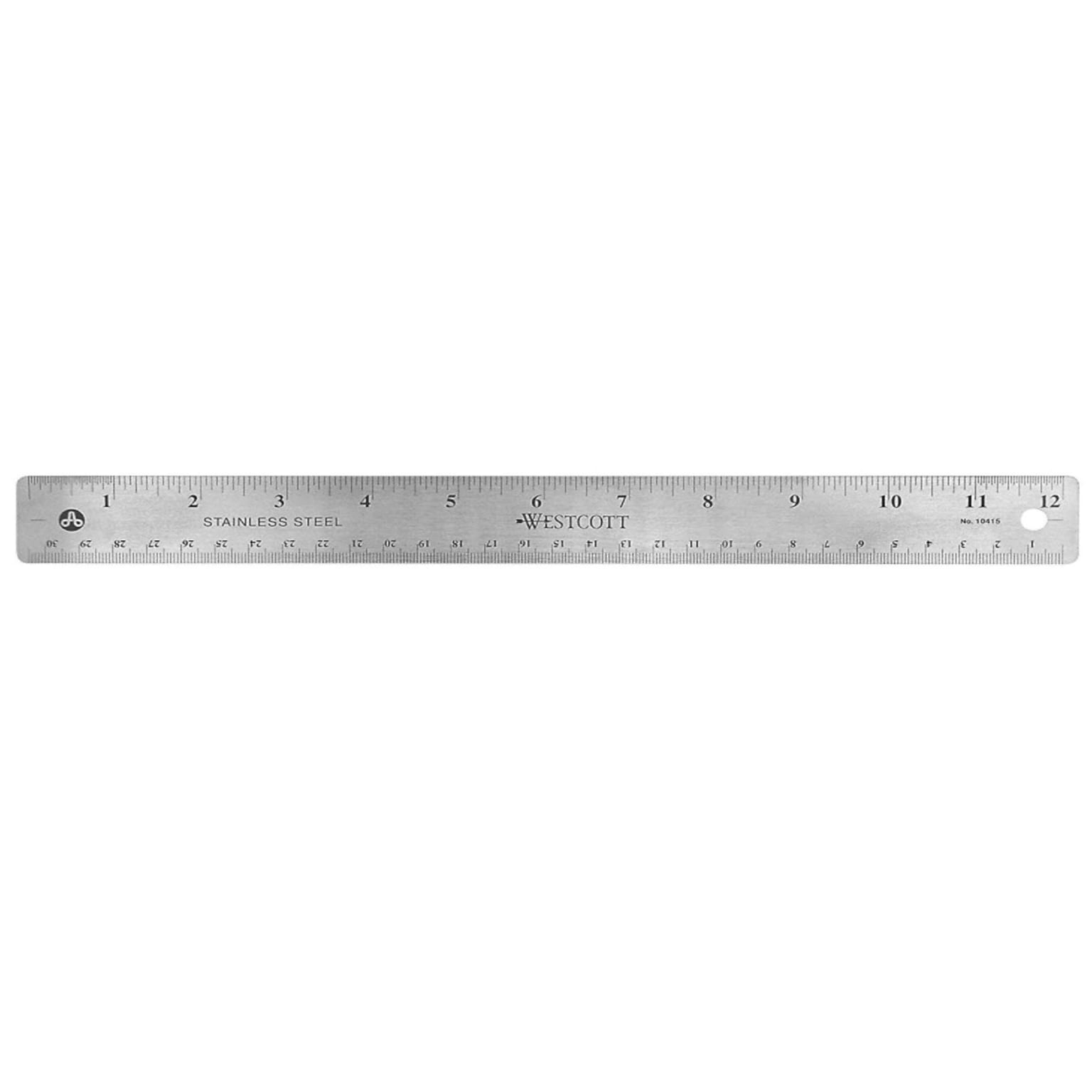 Westcott 12 Standard Stainless Steel Ruler, Silver (10612)