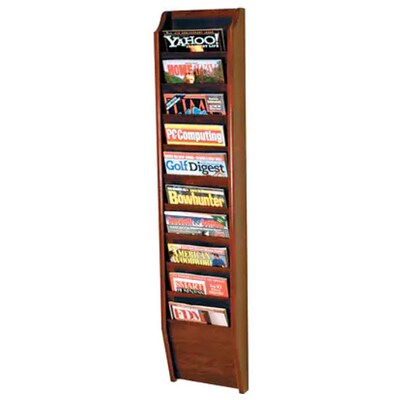 Wooden Mallet Solid Wood Literature Display Unit; 48x10-1/2x3-3/4, Mhgny 10-Pkt Wall Magazine Rack