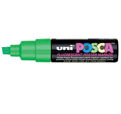 uni POSCA PC-8K Water-Based Paint Marker, Broad Chisel Tip, Fluorescent Green (PC8KFGREEN)