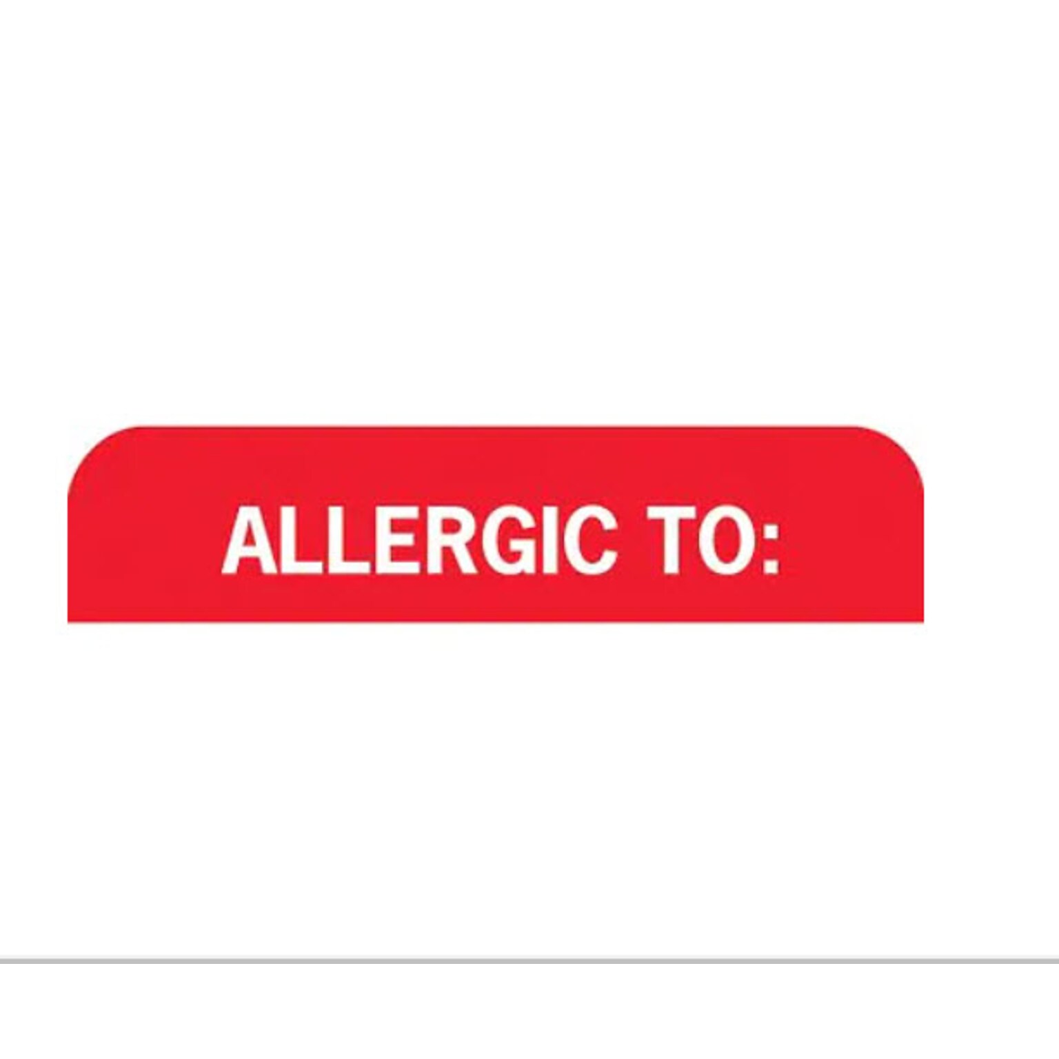Allergy Warning Medical Labels, Allergic To:, Red and White, 7/8x1-1/2, 500 Labels