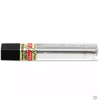 Pentel Super Hi-Polymer Lead Refill, 0.5mm, 12/Leads (C505-B)