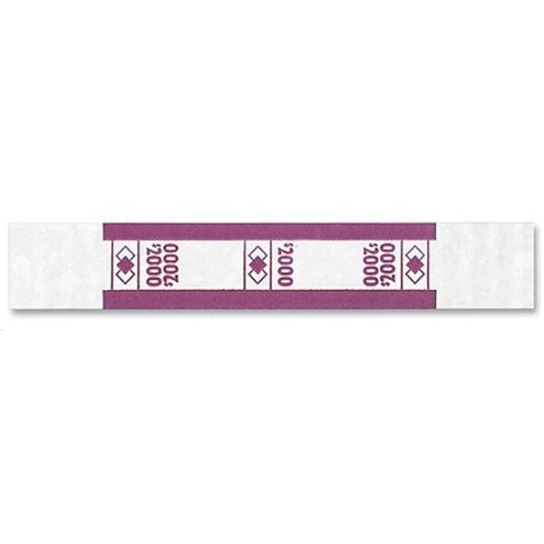 PM Company Currency Straps, White/Violet, $2,000, 1,000/Pk