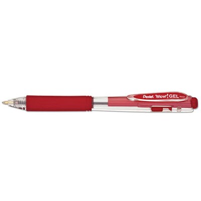 Pentel WOW! Retractable Gel Pens, Medium Point, Red Ink, Dozen (K437-B)