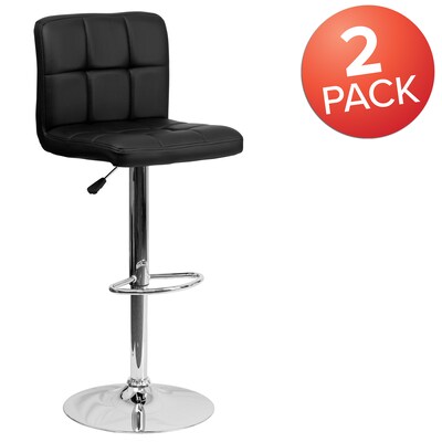 Flash Furniture Contemporary Vinyl Adjustable Height Barstool with Back, Black, 2-Pieces (2DS810MODBKGG)