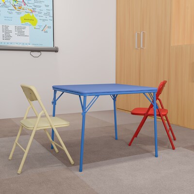 Flash Furniture Mindy Square Kids 3 Piece Folding Table and Chair Set, 24" x 24", Multicolored (JB10CARD)