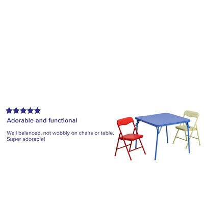 Flash Furniture Kids Colorful 3 Piece Folding Table and Chair Set Square Activity Table Set, 24" x 24", Blue (JB10CARD)