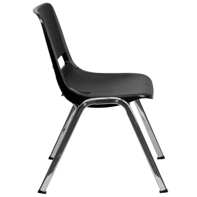 Flash Furniture HERCULES Series Plastic Shell Stack Chair, Black/Chrome (RUT18BKCHR)