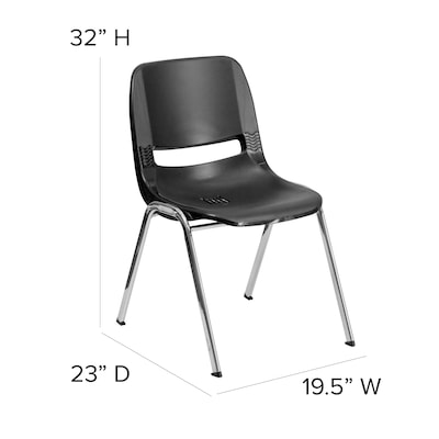 Flash Furniture HERCULES Series Plastic Shell Stack Chair, Black/Chrome (RUT18BKCHR)