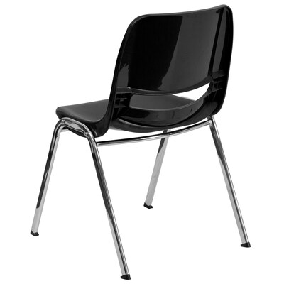 Flash Furniture HERCULES Series Plastic Shell Stack Chair, Black/Chrome (RUT18BKCHR)