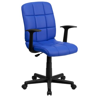 Flash Furniture Clayton Vinyl Swivel Mid-Back Quilted Task Office Chair, Blue (GO16911BLUEA)