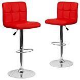Flash Furniture Contemporary Vinyl Adjustable Height Barstool with Back, Red, 2-Pieces (2DS810MODRED