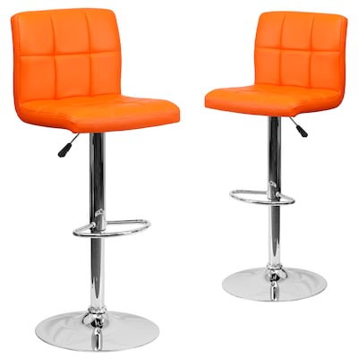 Flash Furniture Contemporary Vinyl Adjustable Height Barstool with Back, Orange, 2-Pieces (2DS810MOD